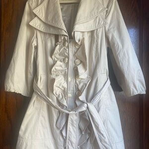 Elegant Cream Ruffle Coat